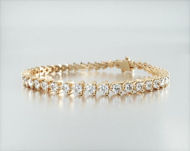 Pulseira Riviera Três Pontas De Diamante Ouro Amarelo 18K 500pts