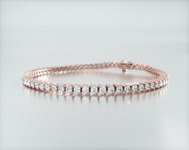 Pulseira Riviera Dois Pinos De Diamante Ouro Rosa 18K 300pts