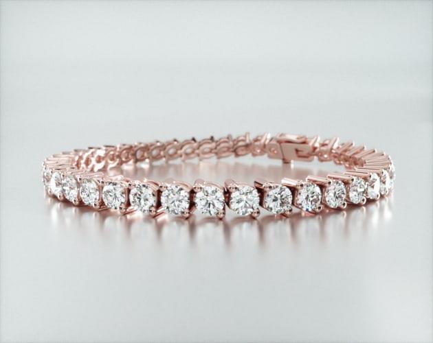 Pulseira Riviera Dois Pinos De Diamante Ouro Rosa 18K 1000pts