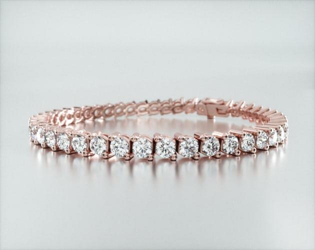 Pulseira Riviera Dois Pinos De Diamante Ouro Rosa 18K 800pts