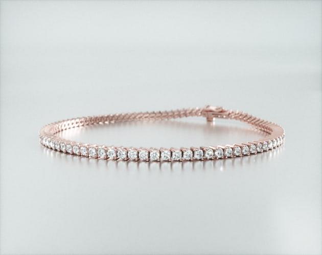 Pulseira Riviera Dois Pinos De Diamante Ouro Rosa 18K 200pts