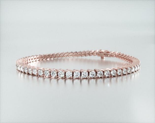 Pulseira Riviera Dois Pinos De Diamante Ouro Rosa 18K 400pts
