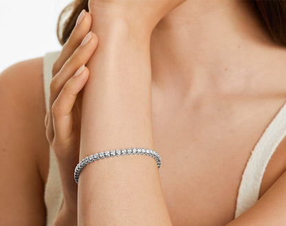 Pulseira Riviera De Diamantes 700pts Feminina Ouro Branco 18k