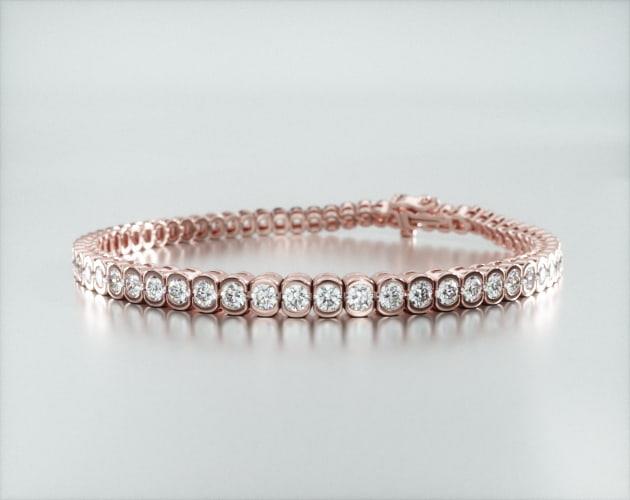 Pulseira Riviera De Diamantes 300pts Feminina Ouro Rosa 18k