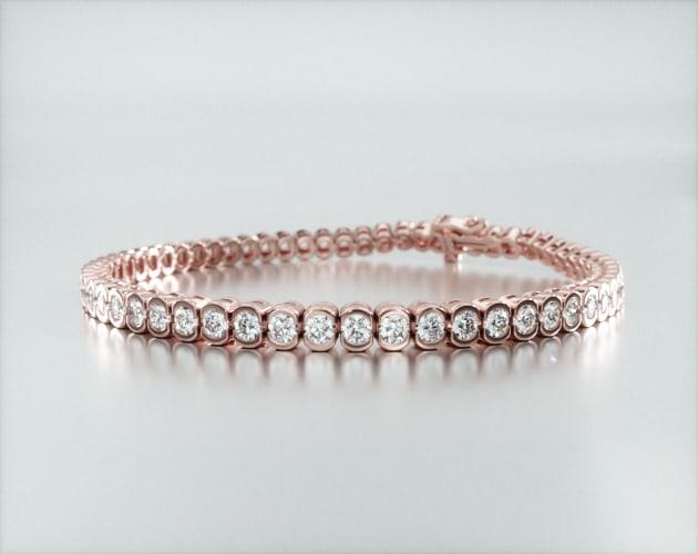 Pulseira Riviera De Diamantes 400pts Feminina Ouro Rosa 18k