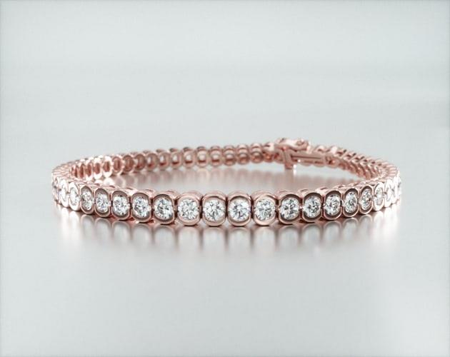 Pulseira Riviera De Diamantes 500pts Feminina Ouro Rosa 18k