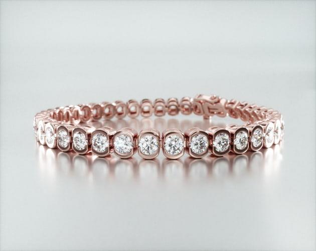 Pulseira Riviera De Diamantes 1000pts Feminina Ouro Rosa 18k