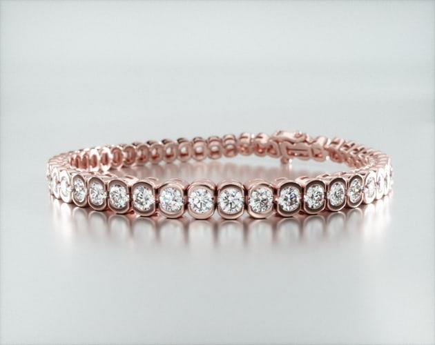 Pulseira Riviera De Diamantes 700pts Feminina Ouro Rosa 18k