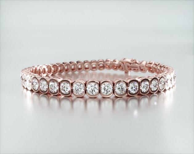 Pulseira Riviera De Diamantes 800pts Feminina Ouro Rosa 18k