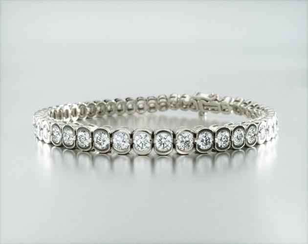 Pulseira Riviera De Diamantes 700pts Feminina Ouro Branco 18k