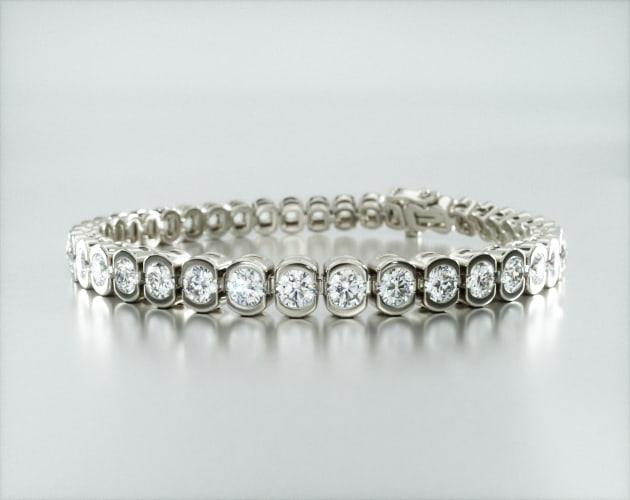 Pulseira Riviera De Diamantes 1000pts Feminina Ouro Branco 18k