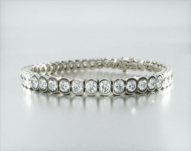 Pulseira Riviera De Diamantes 800pts Feminina Ouro Branco 18k
