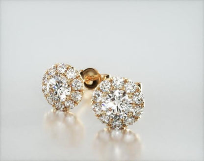 Brinco feminino de diamante Ouro 18k Solitario  Brilhante 50 Pts o par
