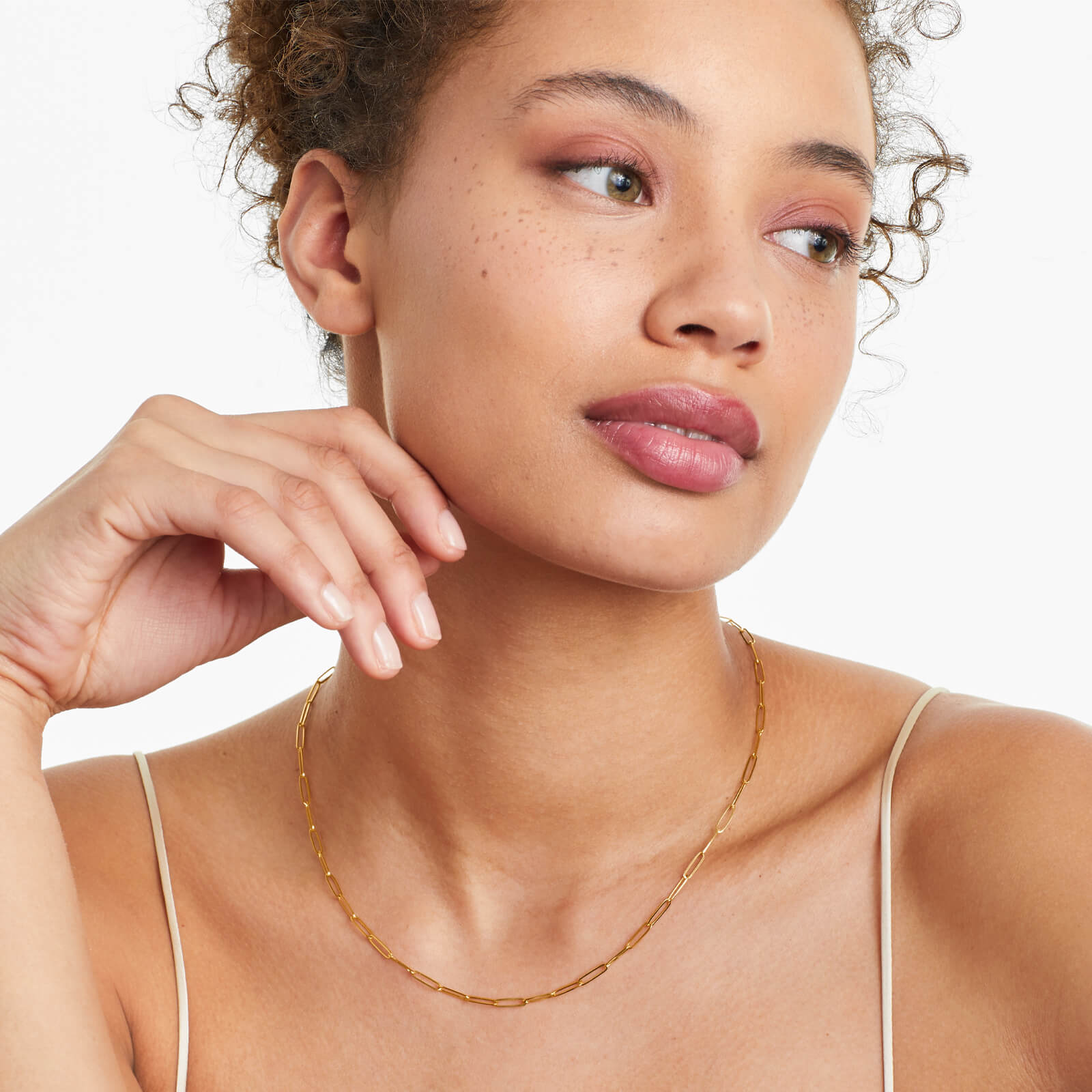 Corrente Feminina Elos De Clipes De Ouro Amarelo 18k De Luxo 2,6mm