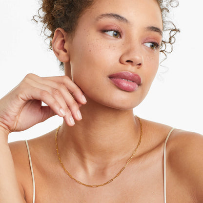 Corrente Feminina Elos De Clipes De Ouro Amarelo 18k De Luxo 2,6mm