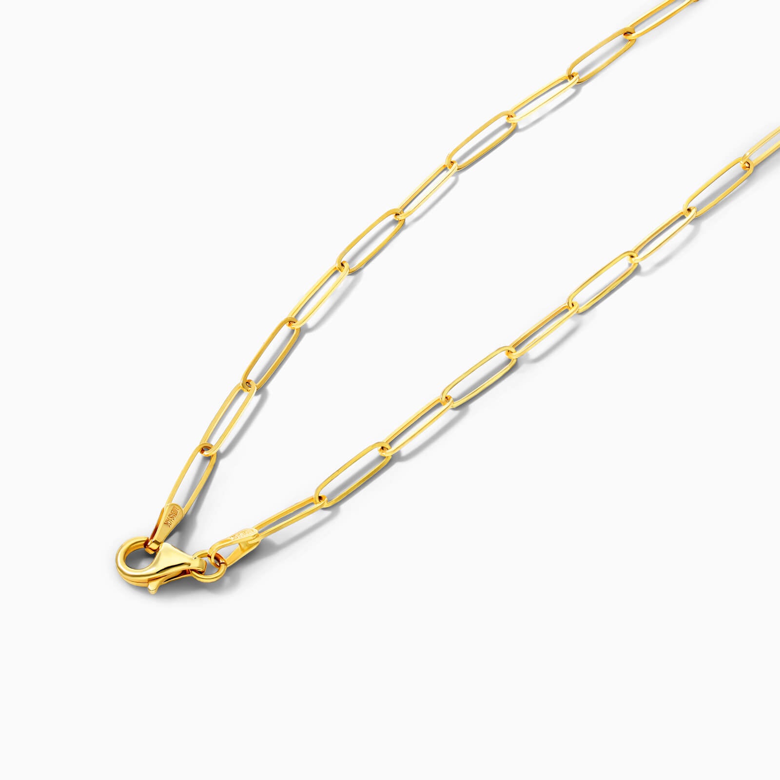 Corrente Feminina Elos De Clipes De Ouro Amarelo 18k De Luxo 2,6mm