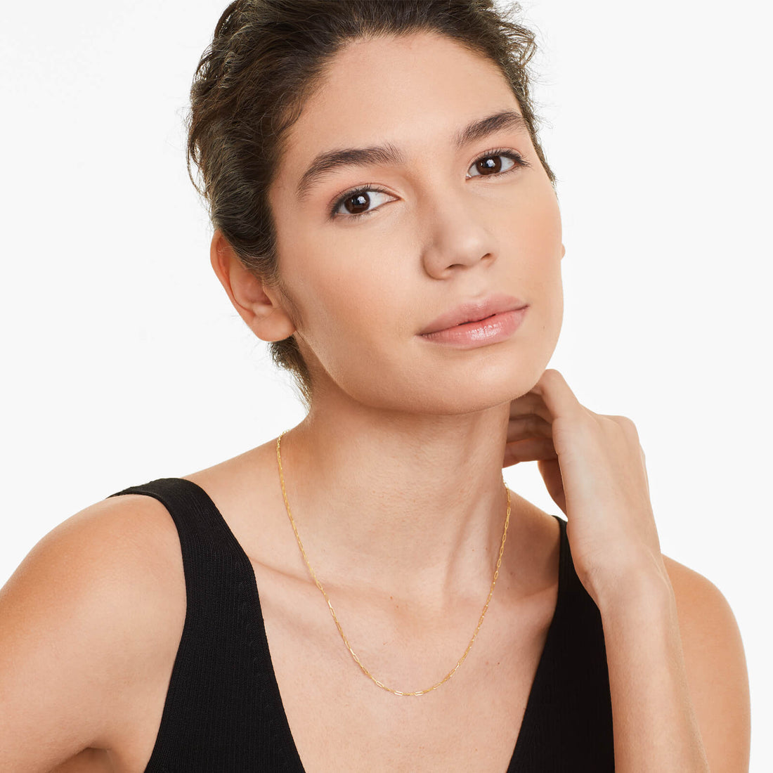 Corrente Feminina Elos De Clipes De Ouro Amarelo 18k De Luxo 1,5mm
