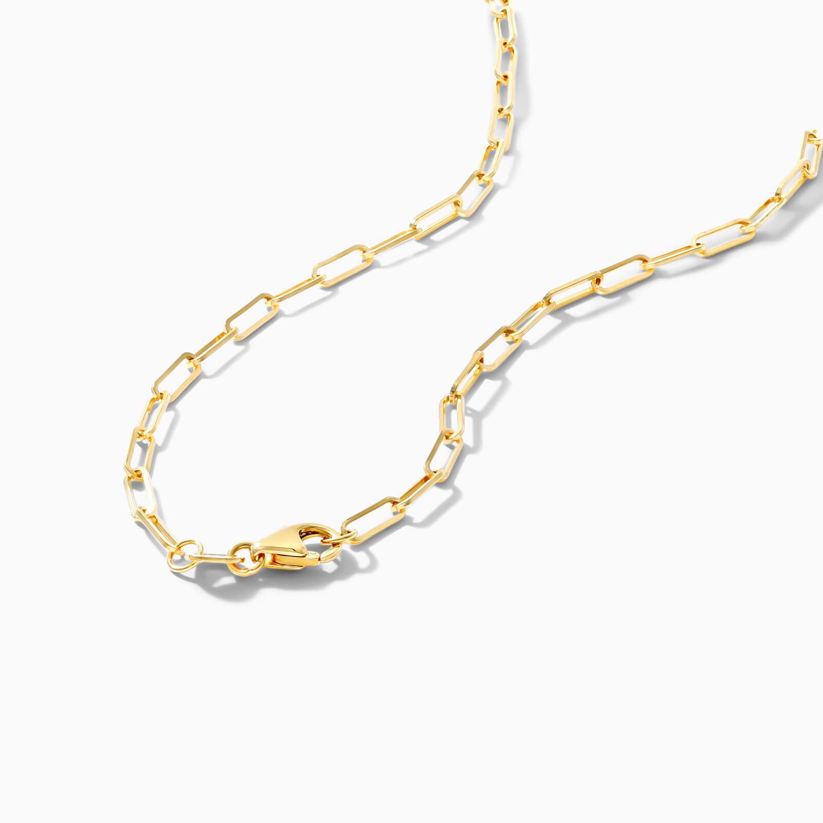 Corrente Feminina Elos De Clipes De Ouro Amarelo 18k De Luxo 2,1mm