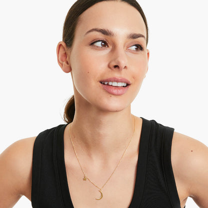 Corrente de Ouro Feminina 18k C/ Pingente Lua e Estrela