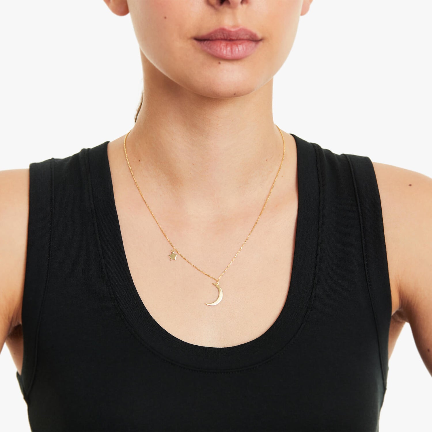 Corrente de Ouro Feminina 18k C/ Pingente Lua e Estrela