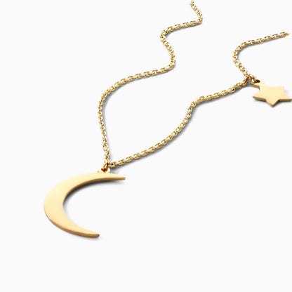 Corrente de Ouro Feminina 18k C/ Pingente Lua e Estrela