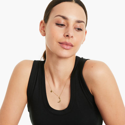 Corrente de Ouro Feminina 18k C/ Pingente Lua e Estrela
