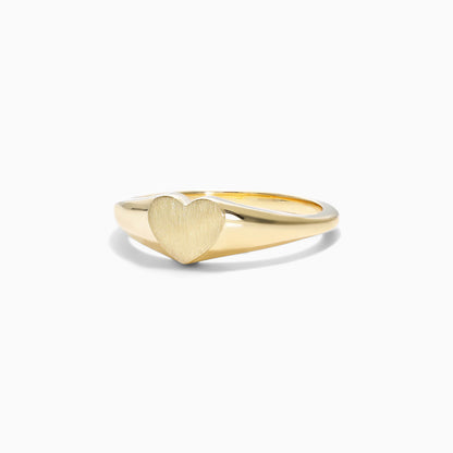 Anel De Ouro 18k Sinete de Coraçao Delicado
