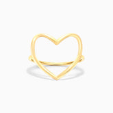 Anel De Ouro 18k Fio De Coraçao Aberto Delicado | New | Anéis, sem-pedras, yellow | AUREA FINE JEWELRY