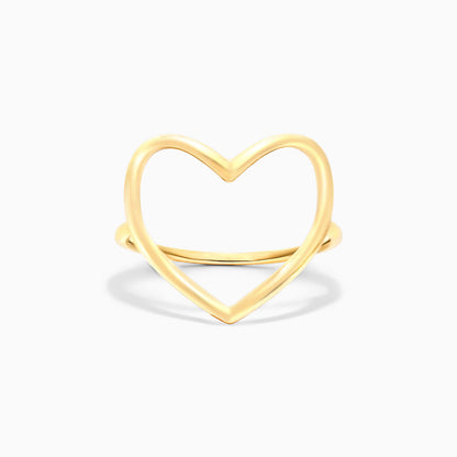 Anel De Ouro 18k Fio De Coraçao Aberto Delicado | New | Anéis, sem-pedras, yellow | AUREA FINE JEWELRY