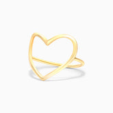Anel De Ouro 18k Fio De Coraçao Aberto Delicado - AUREA FINE JEWELRY