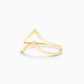 Anel De Ouro Amarelo 18k Fios Duplo Em V - AUREA FINE JEWELRY