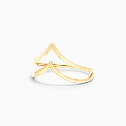 Anel De Ouro Amarelo 18k Fios Duplo Em V - AUREA FINE JEWELRY