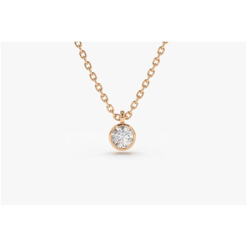 Colar Corrente Feminina Ouro18k Solitario Diamante Luxo 15pt