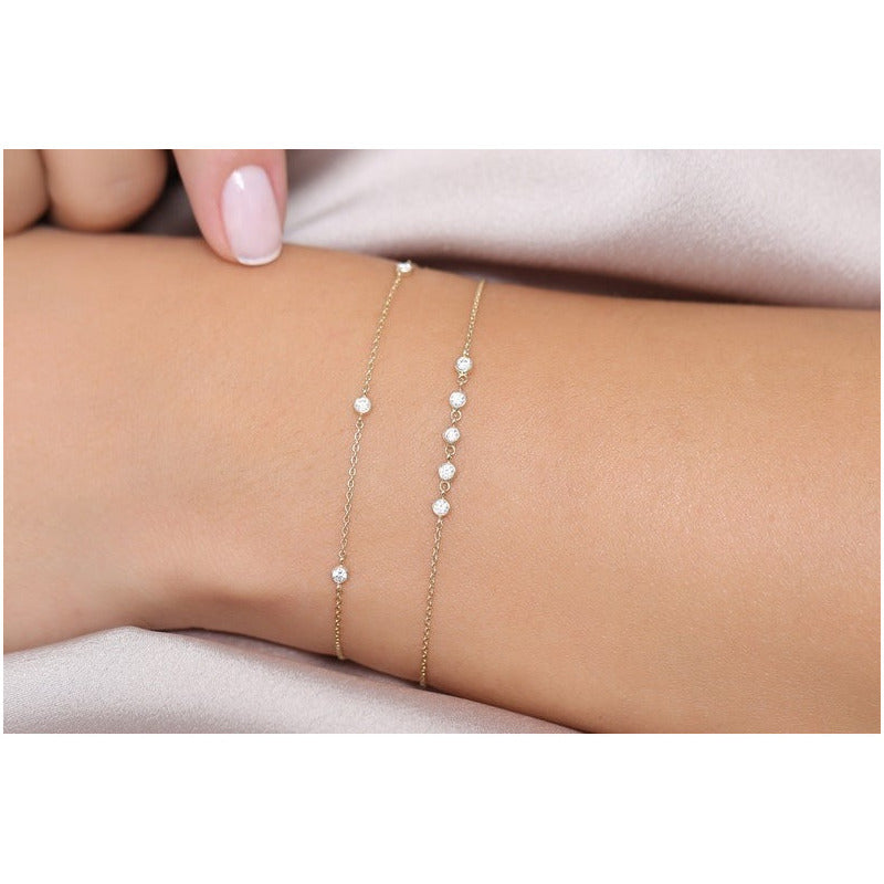 Pulseira Feminina  Ouro 18k Riviera Bracelete Diamantes Luxo