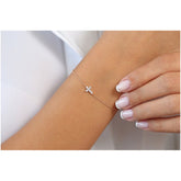Pulseira Bracelete  Feminina De Ouro Cruz Diamantes - AUREA FINE JEWELRY