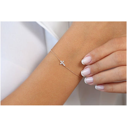 Pulseira Bracelete  Feminina De Ouro Cruz Diamantes - AUREA FINE JEWELRY