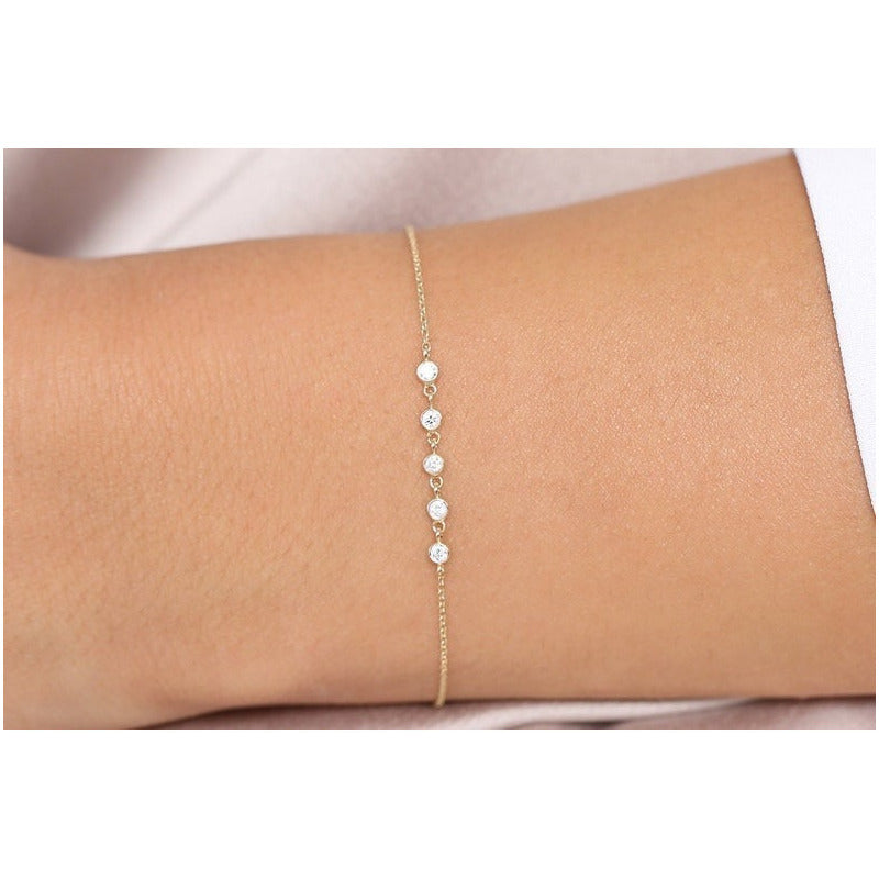 Pulseira Feminina  Ouro 18k Riviera Bracelete Diamantes Luxo