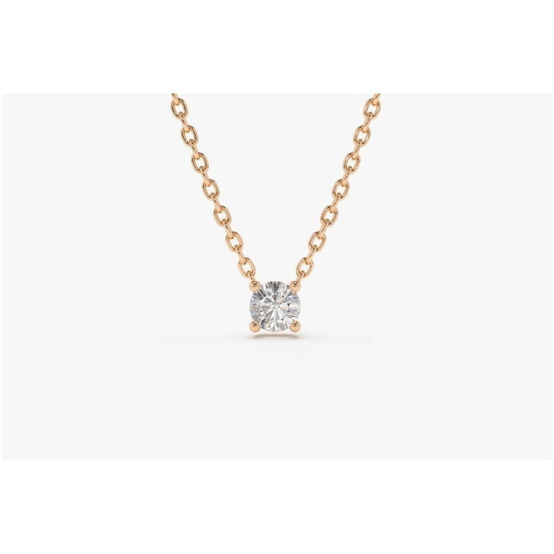 Colar Corrente Ouro18k Feminina Solitario Diamante Luxo 8pt