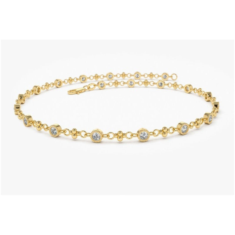 Pulseira Riviera Feminina De Ouro 18k Diamantes Brilhantes - AUREA FINE JEWELRY