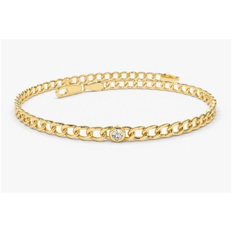 Pulseira de ouro Feminina De Ouro 18k 1 Diamante Bezel