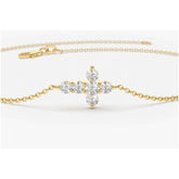 Pulseira Bracelete  Feminina De Ouro Cruz Diamantes - AUREA FINE JEWELRY