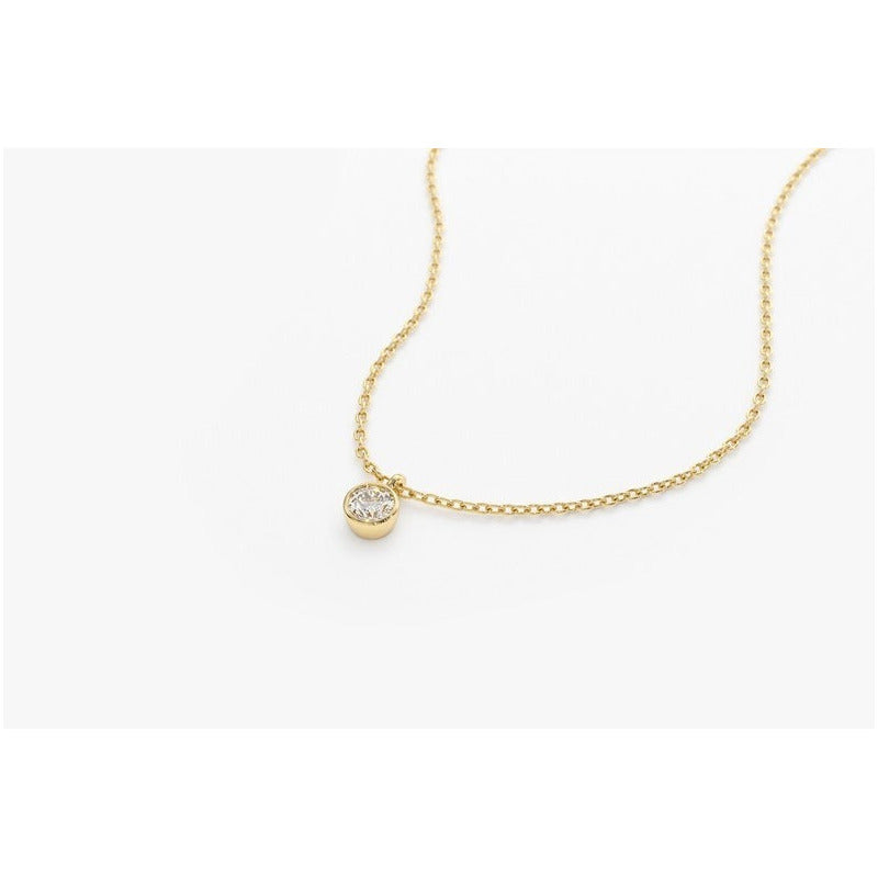 Colar Corrente Feminina Ouro18k Solitario Diamante Luxo 15pt