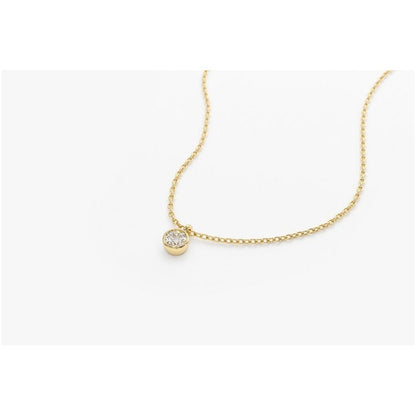 Colar Corrente Feminina Ouro18k Solitario Diamante Luxo 15pt