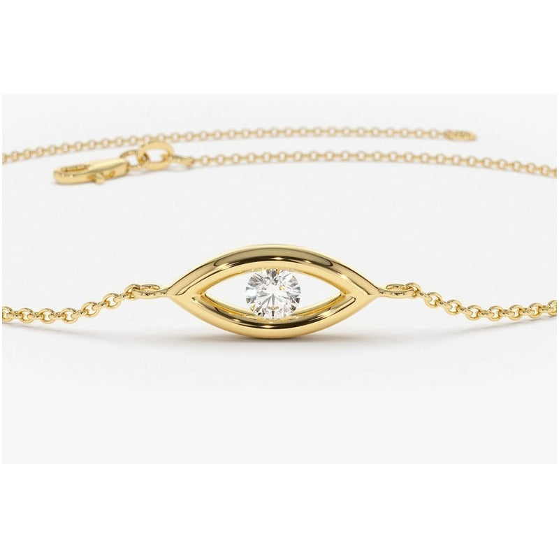Pulseira Feminina De Ouro 18k Diamante olho grego - AUREA FINE JEWELRY