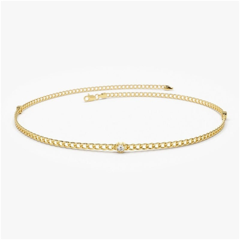 Pulseira Feminina de ouro Cubana 3 Diamante  Luxo - AUREA FINE JEWELRY