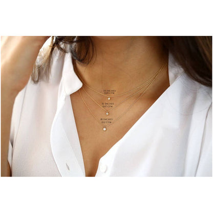 Colar Corrente Feminina Ouro18k Solitario Diamante Luxo 15pt