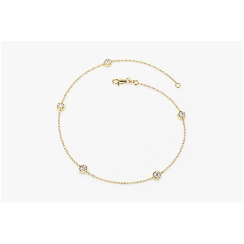 Pulseira Feminina De Ouro 18k 3 Diamantes