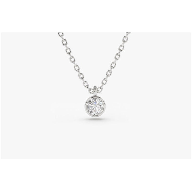 Colar Corrente Feminina Ouro18k Solitario Diamante Luxo 15pt