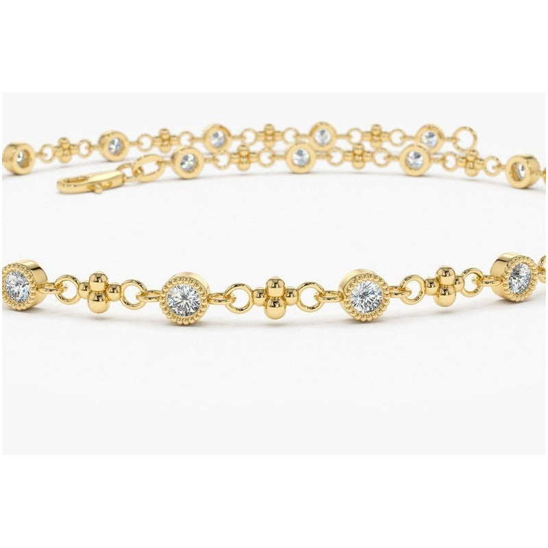 Pulseira Riviera Feminina De Ouro 18k Diamantes Brilhantes - AUREA FINE JEWELRY