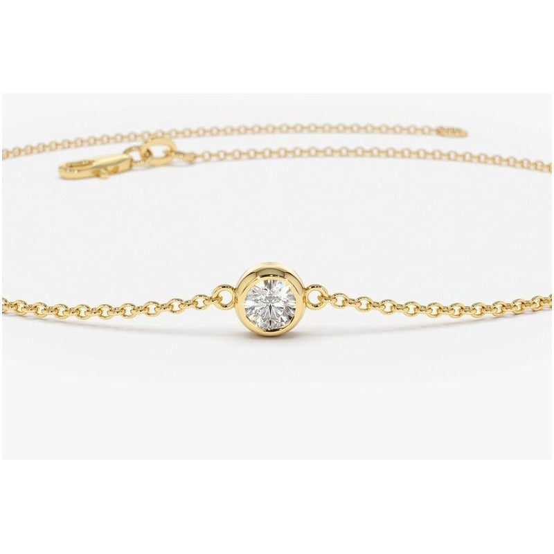 Pulseira De Ouro 18k Feminina Diamante  Solitario - AUREA FINE JEWELRY